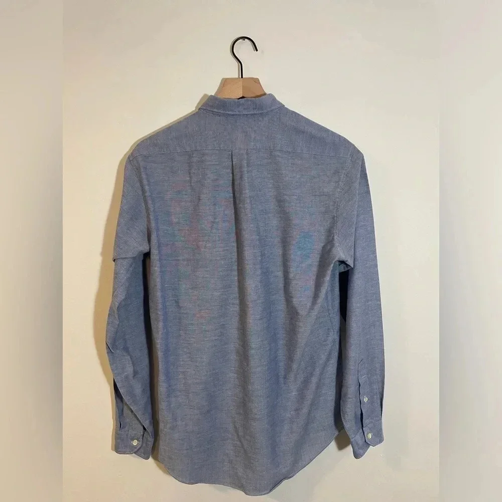 LEVI’S Long Sleeve Button Down Fitted Shirt, Large Blue Lightweight Pocket